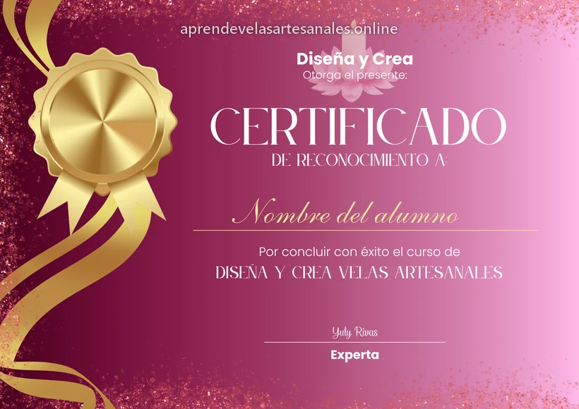 Certificado del curso de velas artesanales