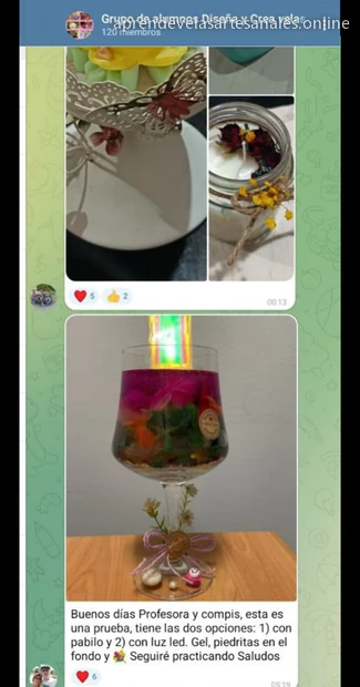 Mensaje de una alumna en el grupo del curso