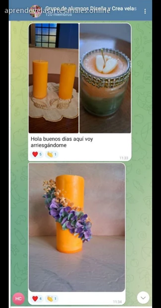 Mensaje de una alumna sobre sus velas