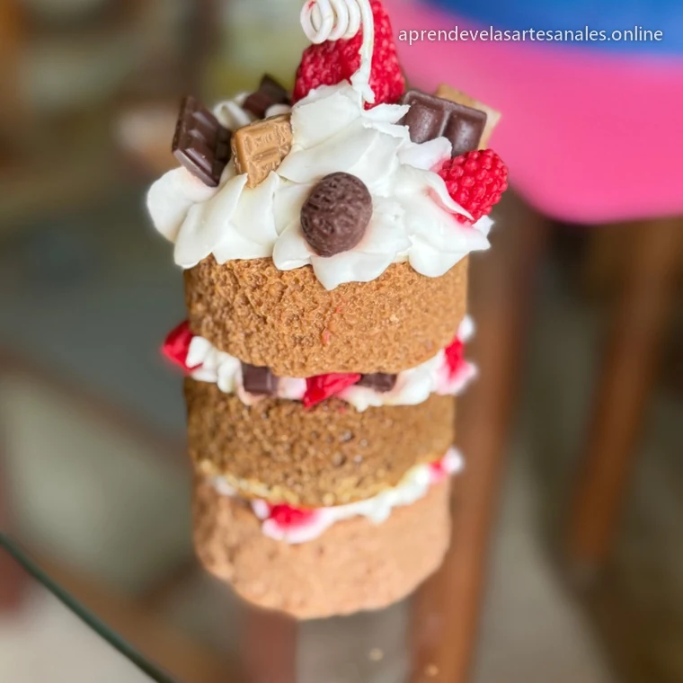 Vela tipo postre decorada