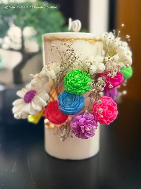 Vela con flores secas
